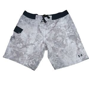 Under Armour Reblek Boardshort Grey White Black Accent Mens Size 40